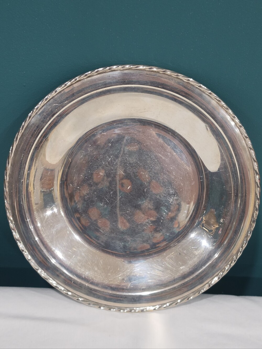 Vintage Towle Sterling Silver #143 10” Round Rope Edge Tray 258g